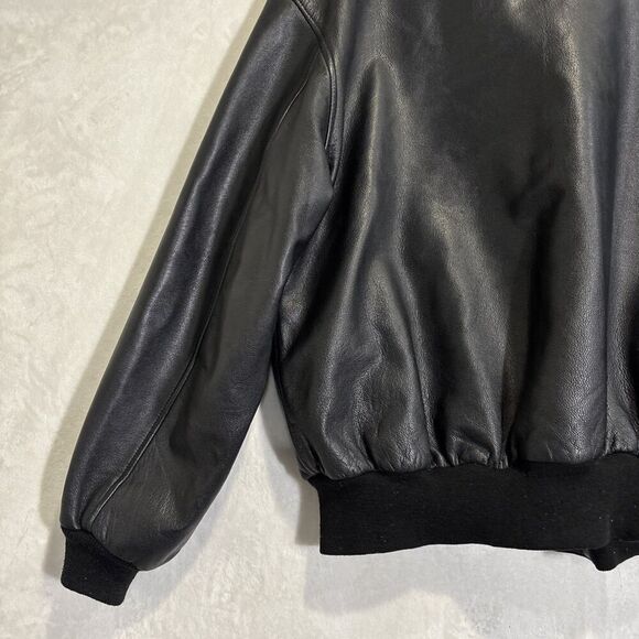 US Wings Men’s Black Leather Bomber Flight Jacket Size XXL - Picture 9 of 16